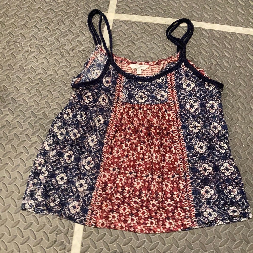 Lucky brand red and blue braided tank top